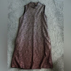 Metallic sparkly silver and rose gold dress with pockets